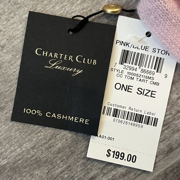 Charter Club 100% Cashmere Oversized Scarf Wrap Shawl Serape Combo Pink Coral - Picture 5 of 8